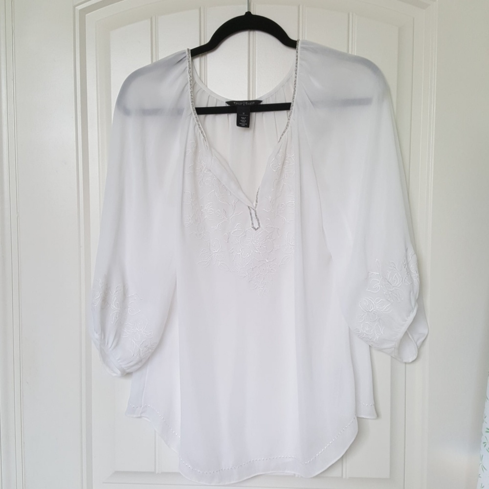 WHBM Embroidered and Beaded Blouse